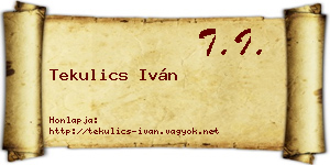 Tekulics Iván névjegykártya